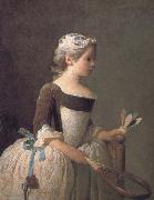 Jean Baptiste Simeon Chardin Girl holding a badminton oil painting artist